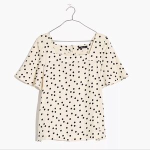 Madewell Lightspun Harlow Square-Neck Top in Dot Toss S